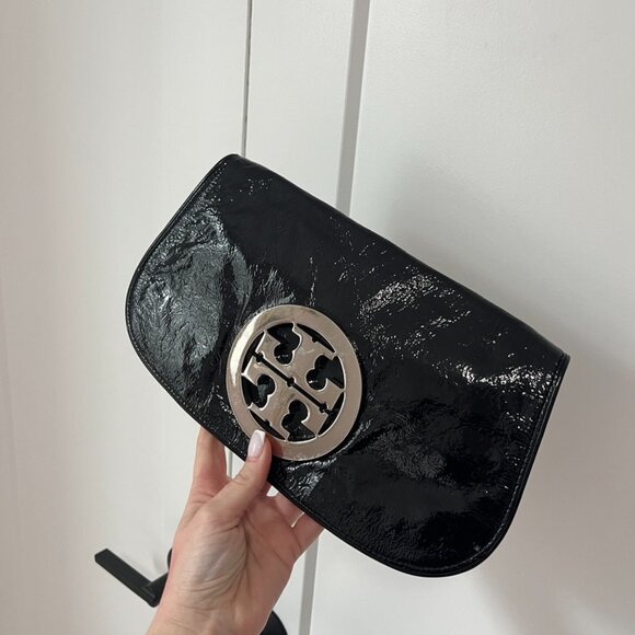Tory Burch Black Patent Leather Clutch Bag - Picture 3 of 9